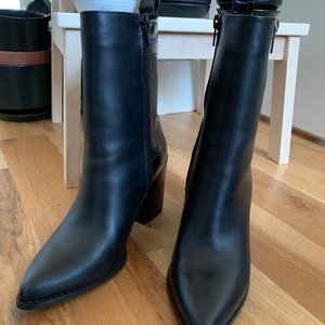 Steve Madden 7.5B Black Leather Mid-Calf Booties